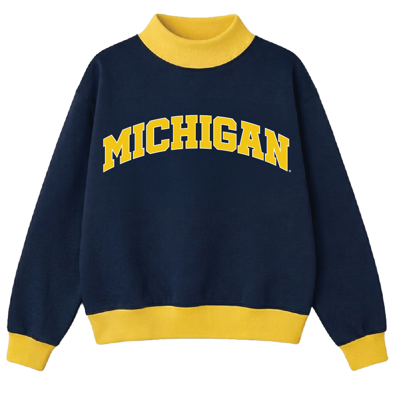 University of Michigan Two Tone Mock Neck Sweatshirt