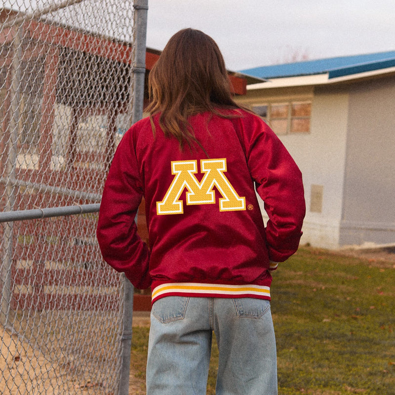 Minnesota Satin Letterman Bomber Jacket