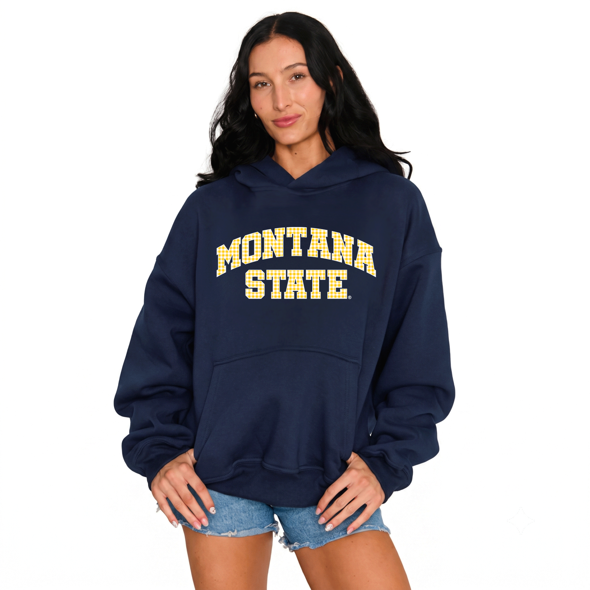 Montana State Gingham Hoodie