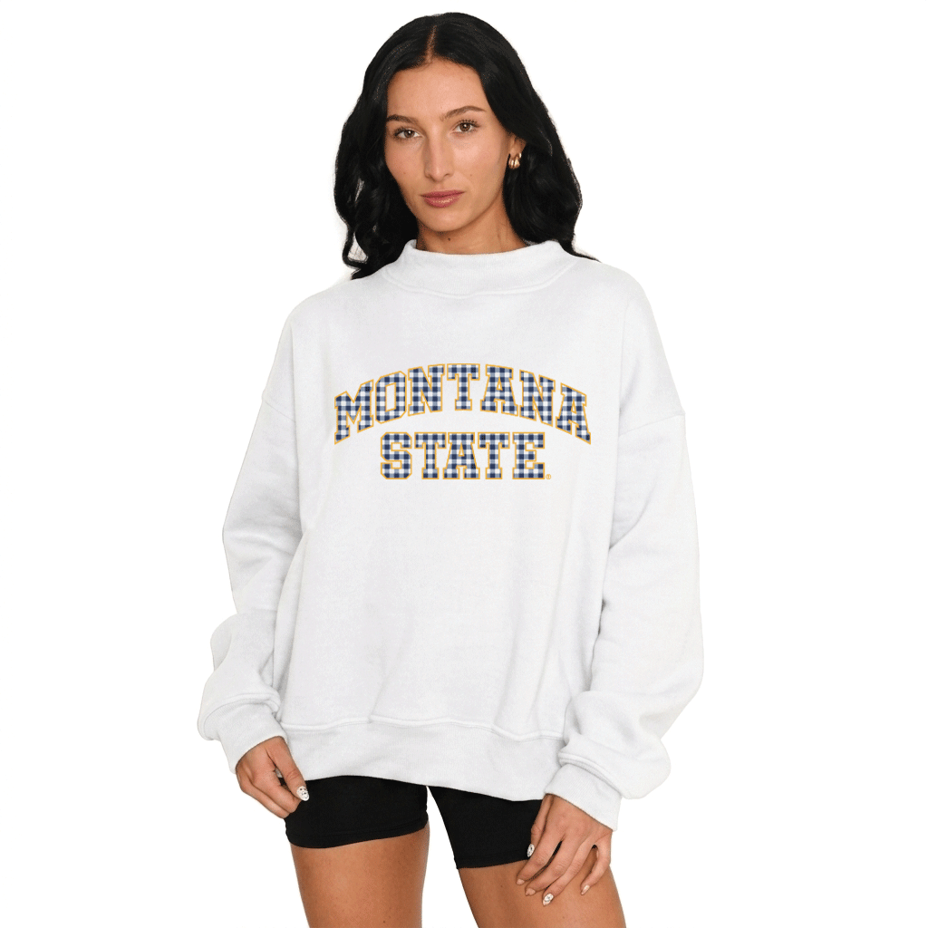 Montana State Gingham Mock Neck Sweatshirt