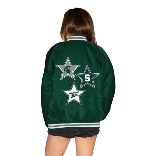 Michigan State Satin Letterman Bomber Jacket