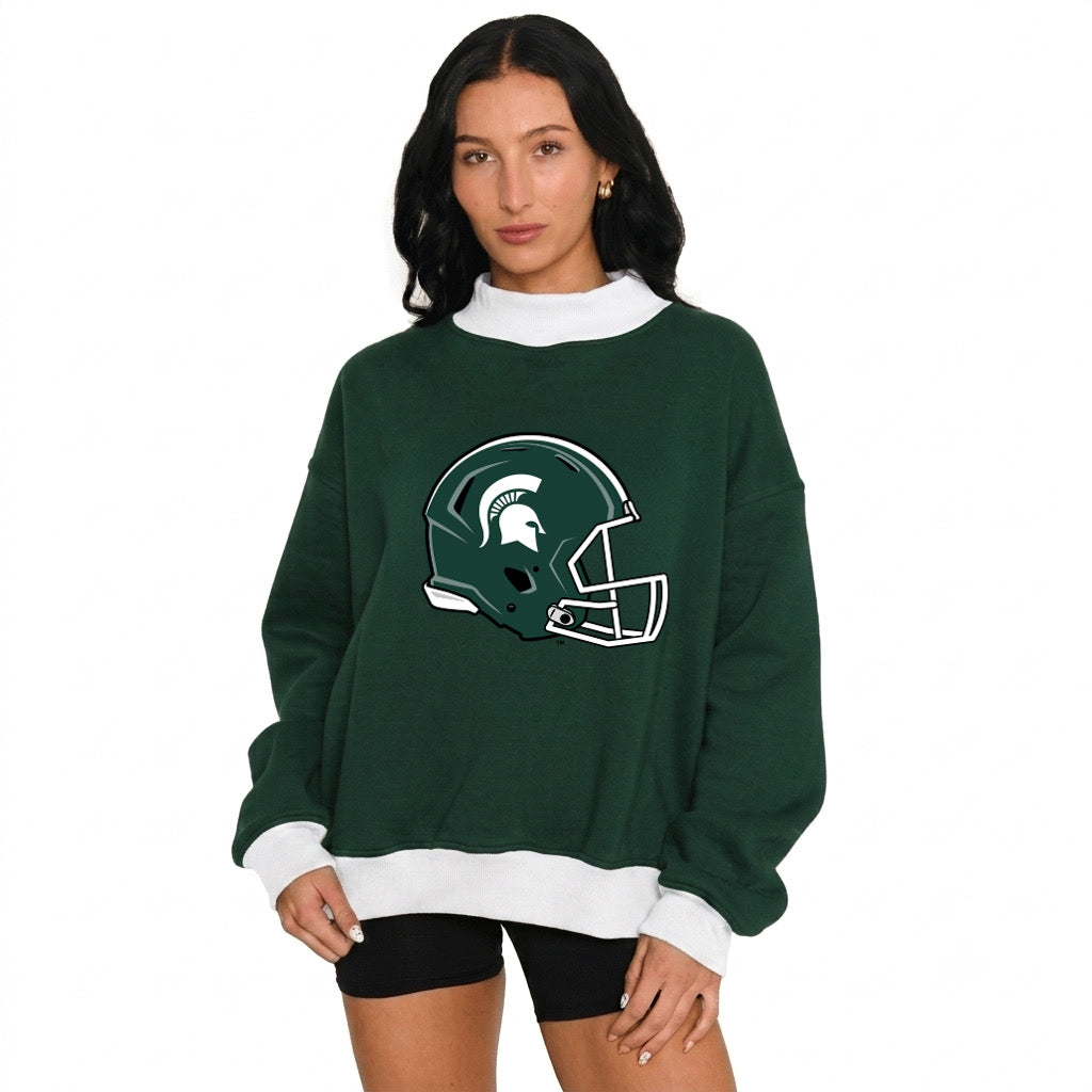 Michigan State Two Tone Game Day Mock Neck Sweatshirt