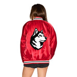 Northeastern Satin Letterman Bomber Jacket