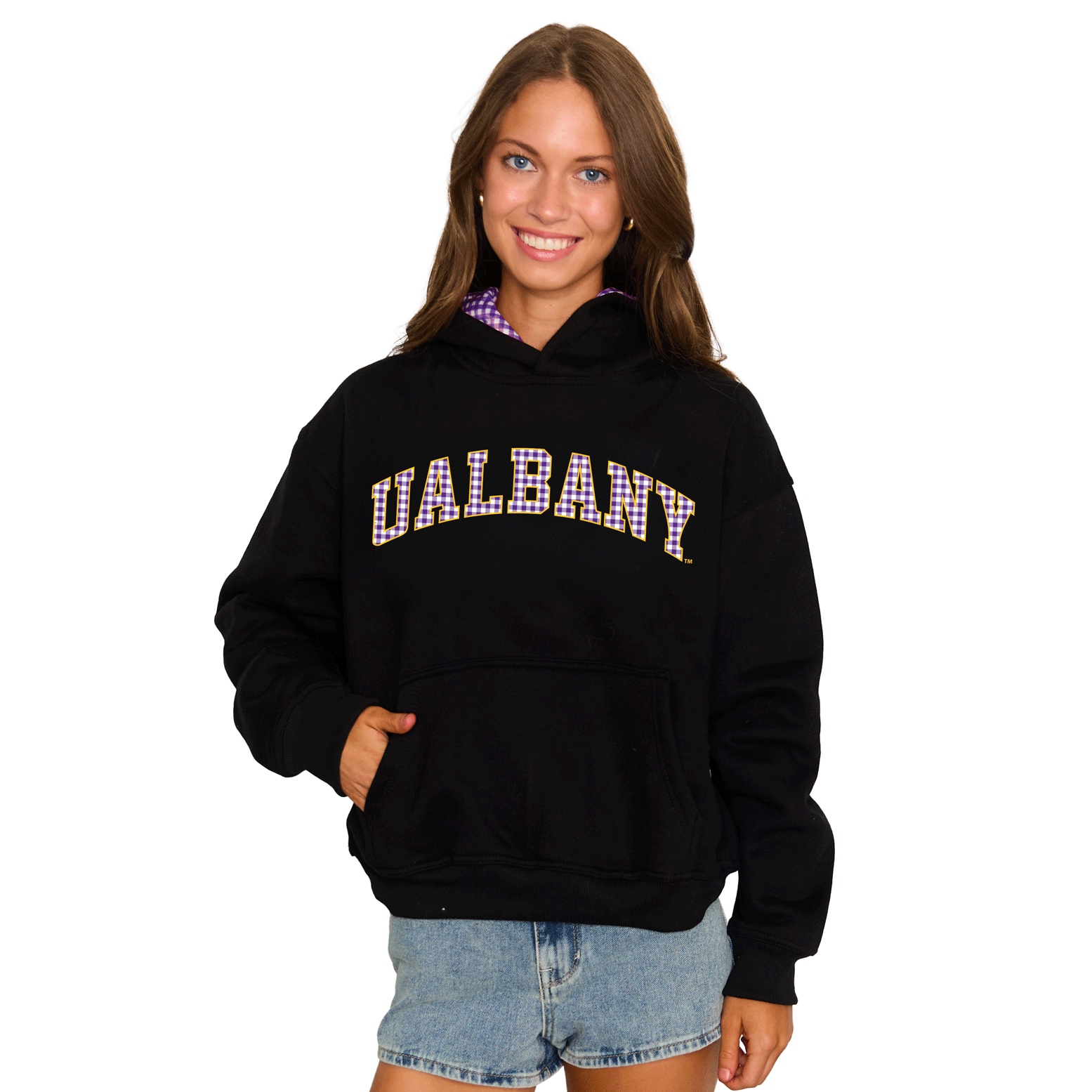 University at Albany Gingham Hoodie