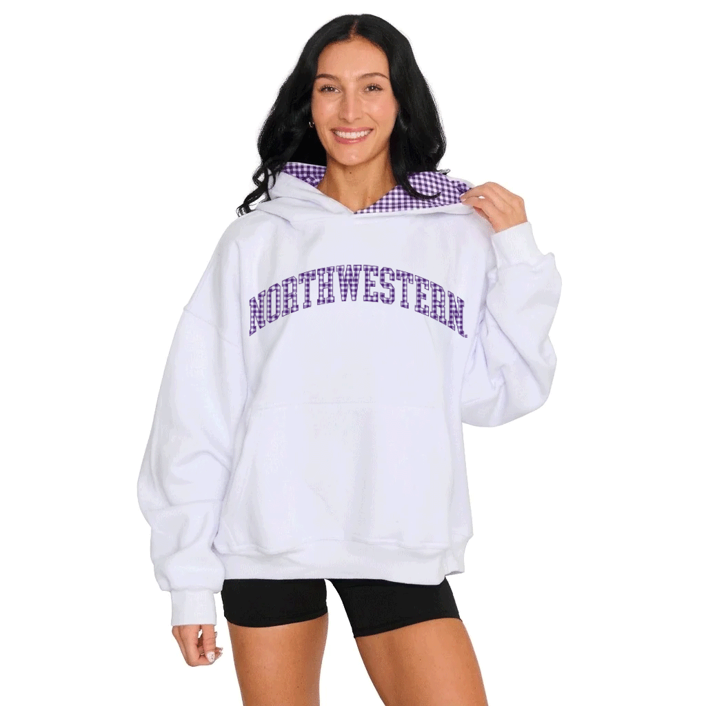 Northwestern Gingham Hoodie