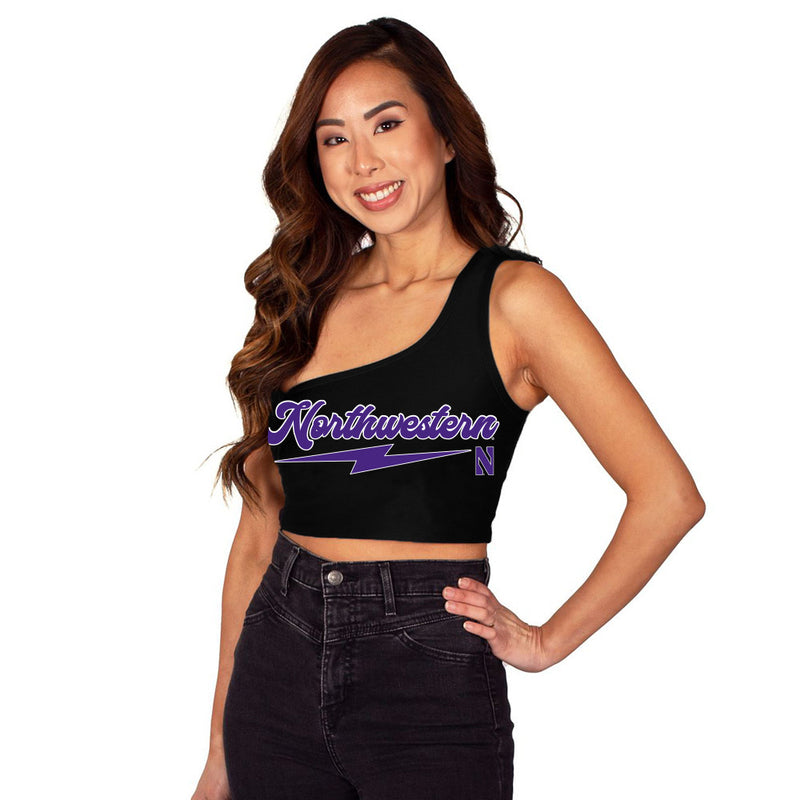 Northwestern Wildcats Lightning One Shoulder Top