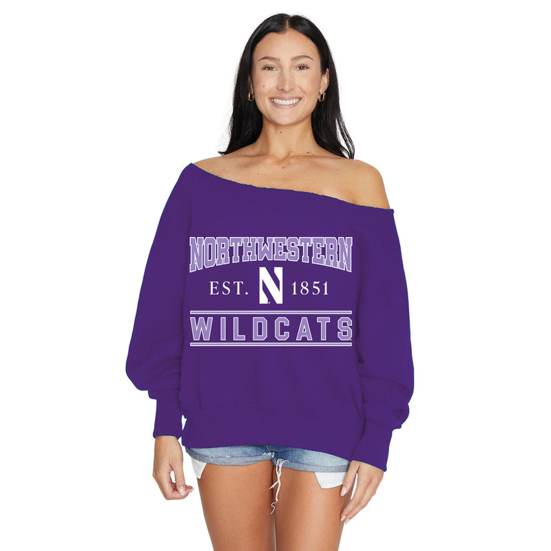 Northwestern Wildcats Off the Shoulder Sweatshirt