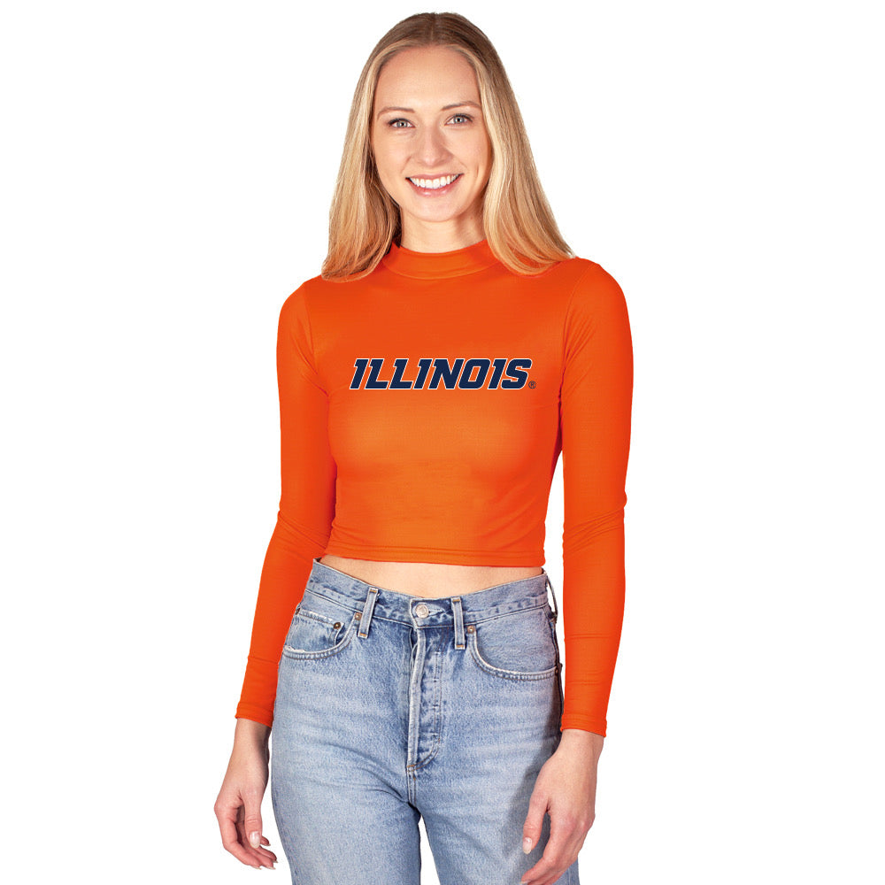 Illinois Fighting Illini Orange Mock Neck Top