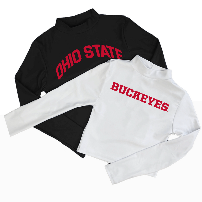 Ohio State OSU Buckeyes Black Mock Neck Top