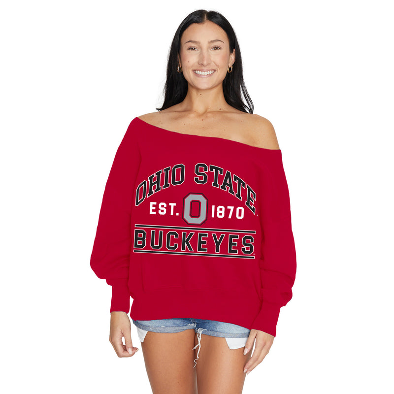 Ohio State OSU Buckeyes Off the Shoulder Sweatshirt