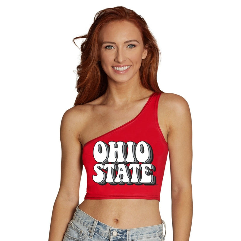 Ohio State OSU Buckeyes Retro Red Shoulder Top