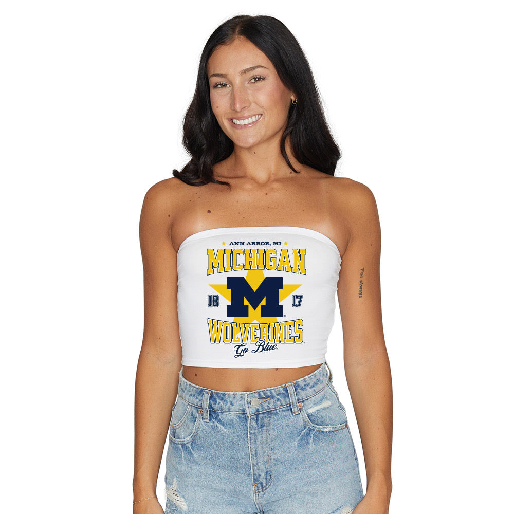 University of Michigan White Tube Top