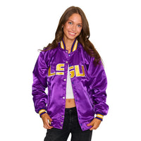 LSU Satin Letterman Bomber Jacket
