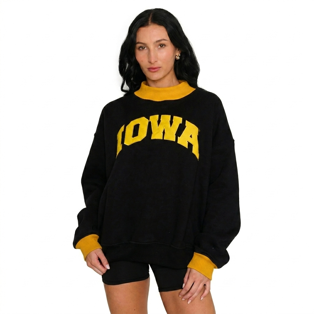 Iowa Hawkeyes Two Tone Mock Neck Sweatshirt