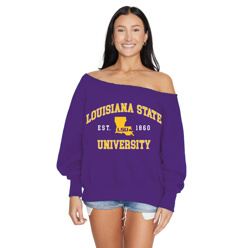 LSU Off the Shoulder Sweatshirt