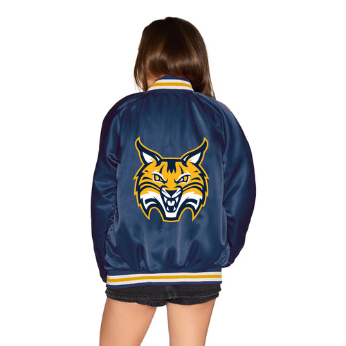 Quinnipiac Satin Letterman Bomber Jacket
