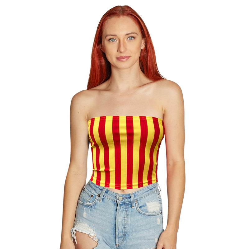 Red & Yellow Striped Tube Top