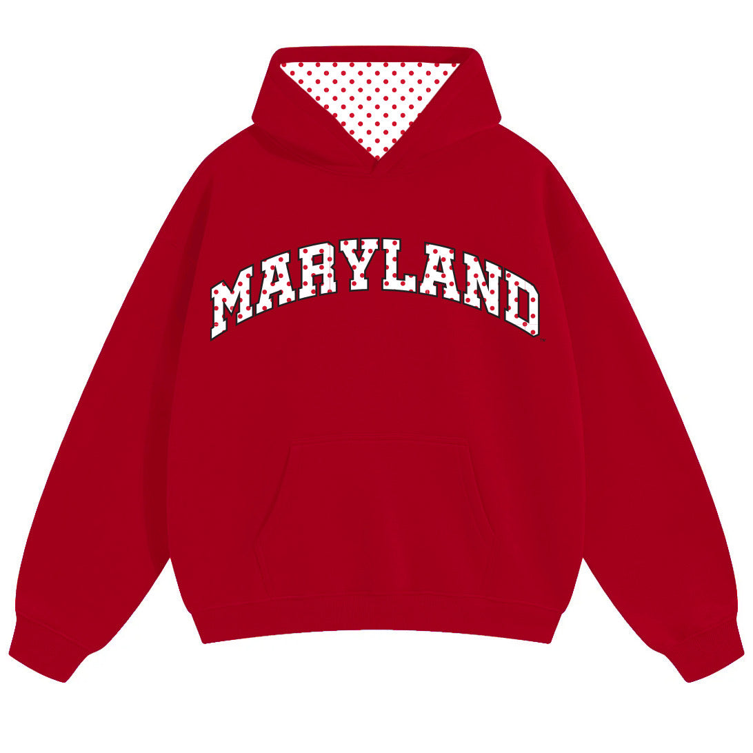 Maryland Terps Red Polka Dot Hoodie