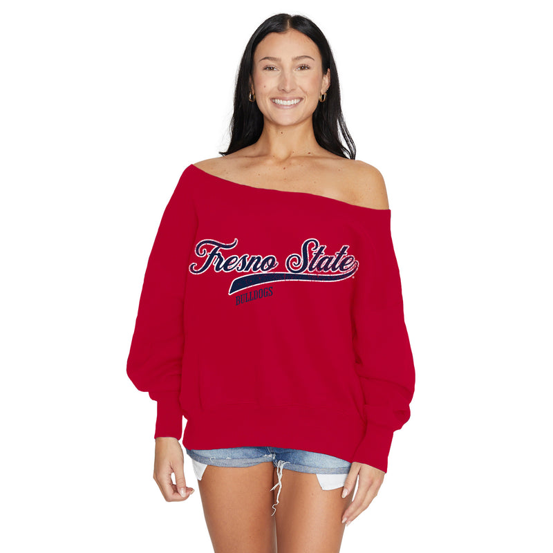 Fresno State Red Off the Shoulder Sweatshirt