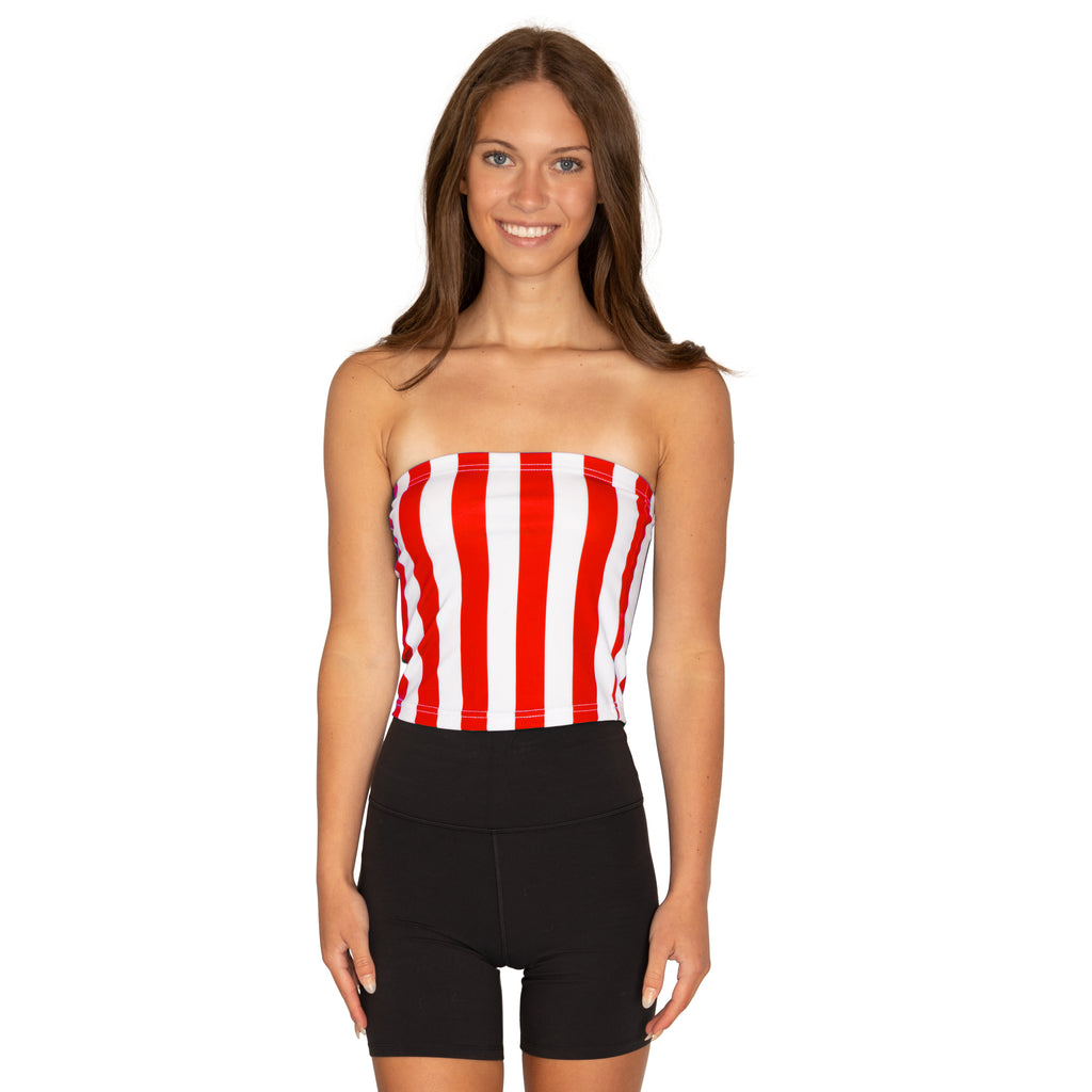 Red & White Striped Tube Top