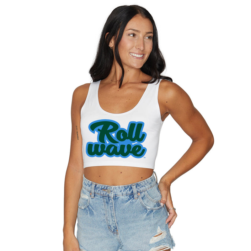 Tulane Roll Wave Cursive Crop Top