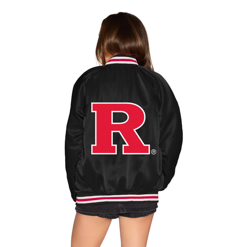 Rutgers Satin Letterman Bomber Jacket