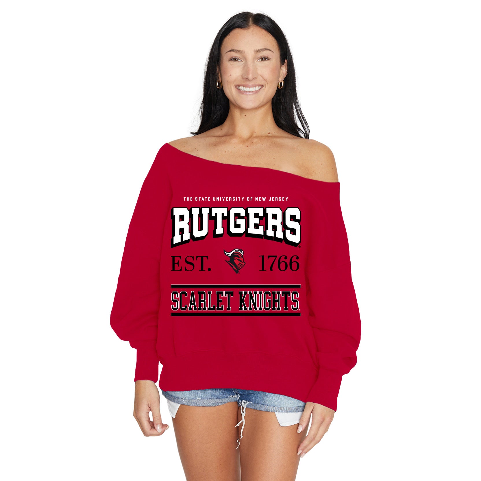 Rutgers Off the Shoulder Sweatshirt