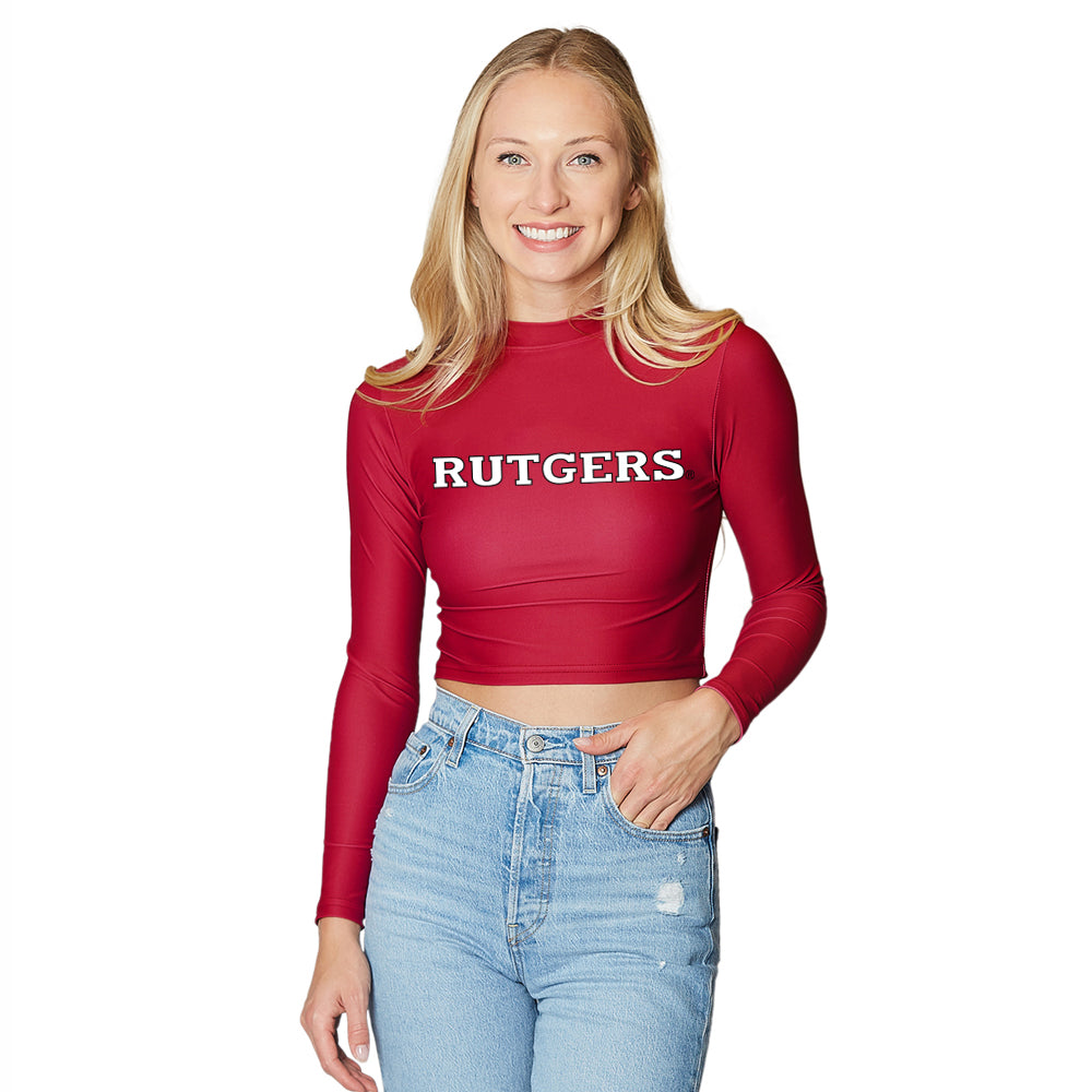 Rutgers Red Mock Neck Top