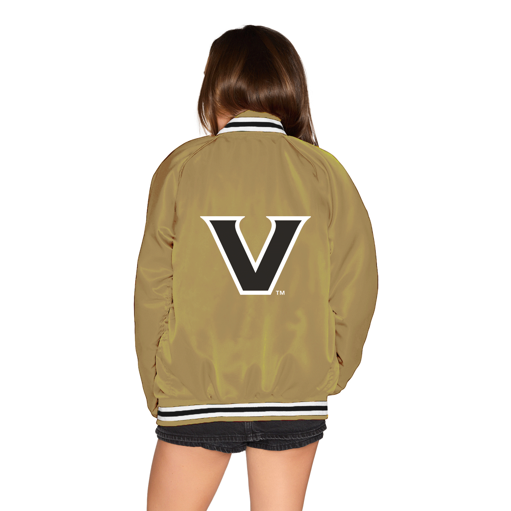 Vanderbilt Satin Letterman Bomber Jacket