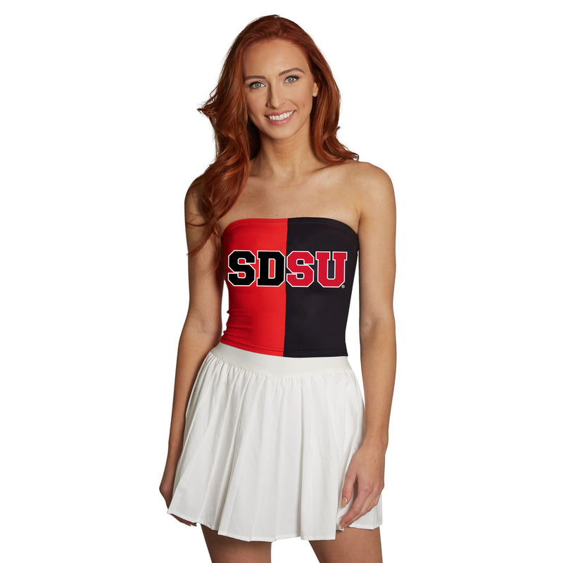 Lojobands Women's College Game Day Tube Top - San Diego State Aztecs White Strapless Top, One Size Fits Most