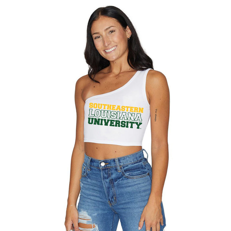 Southeastern Louisiana Lions White One Shoulder Top