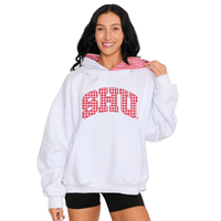 Sacred Heart Pioneers White Gingham Hoodie
