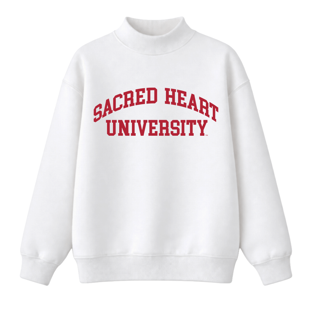 Sacred Heart Pioneers White Mock Neck Sweatshirt