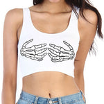 Skeleton White Crop Tank Top