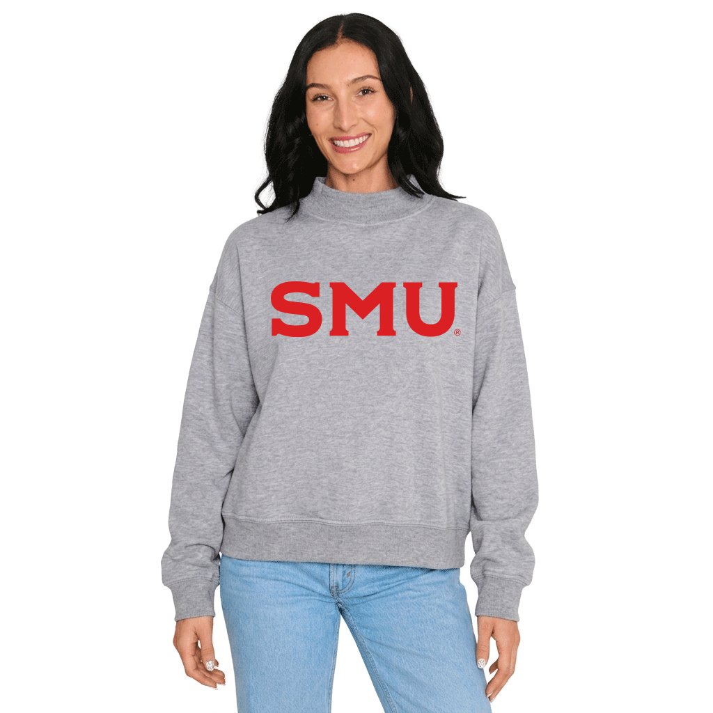 SMU Mustangs Gray Mock Neck Sweatshirt