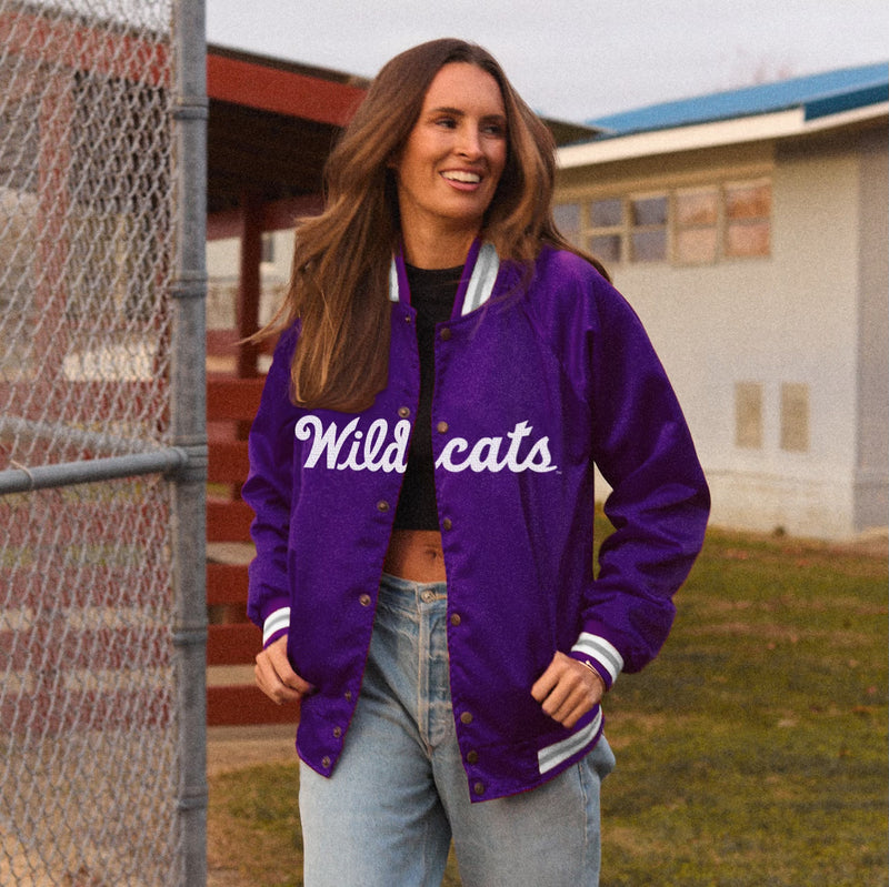 Kansas State Satin Letterman Bomber Jacket