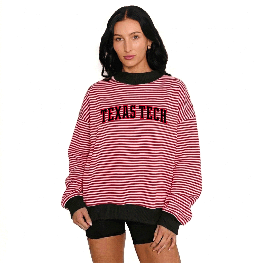 Texas Tech Striped Mock Neck Sweatshirt