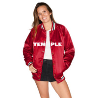 Temple Owls Satin Letterman Bomber Jacket