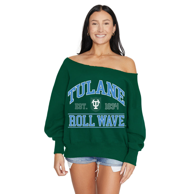 Tulane Off the Shoulder Sweatshirt