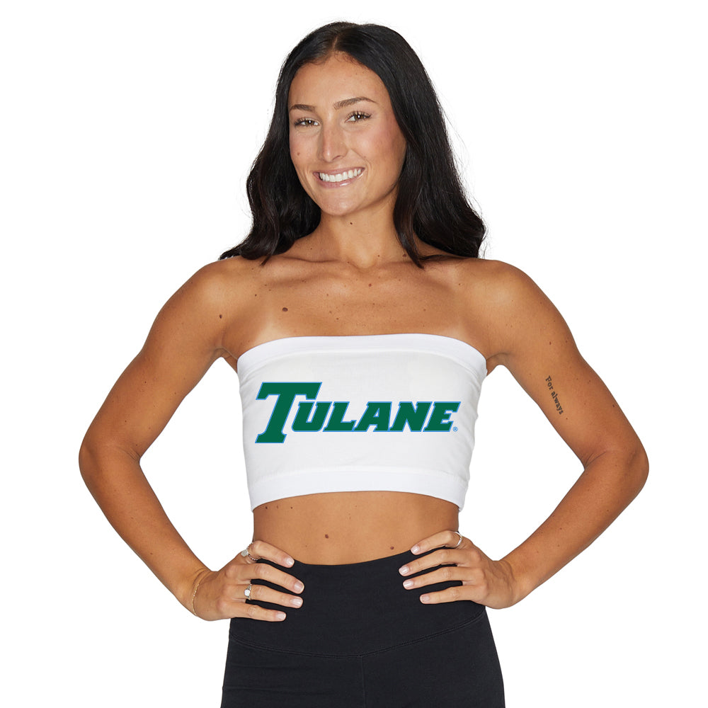 Tulane White Bandeau Top