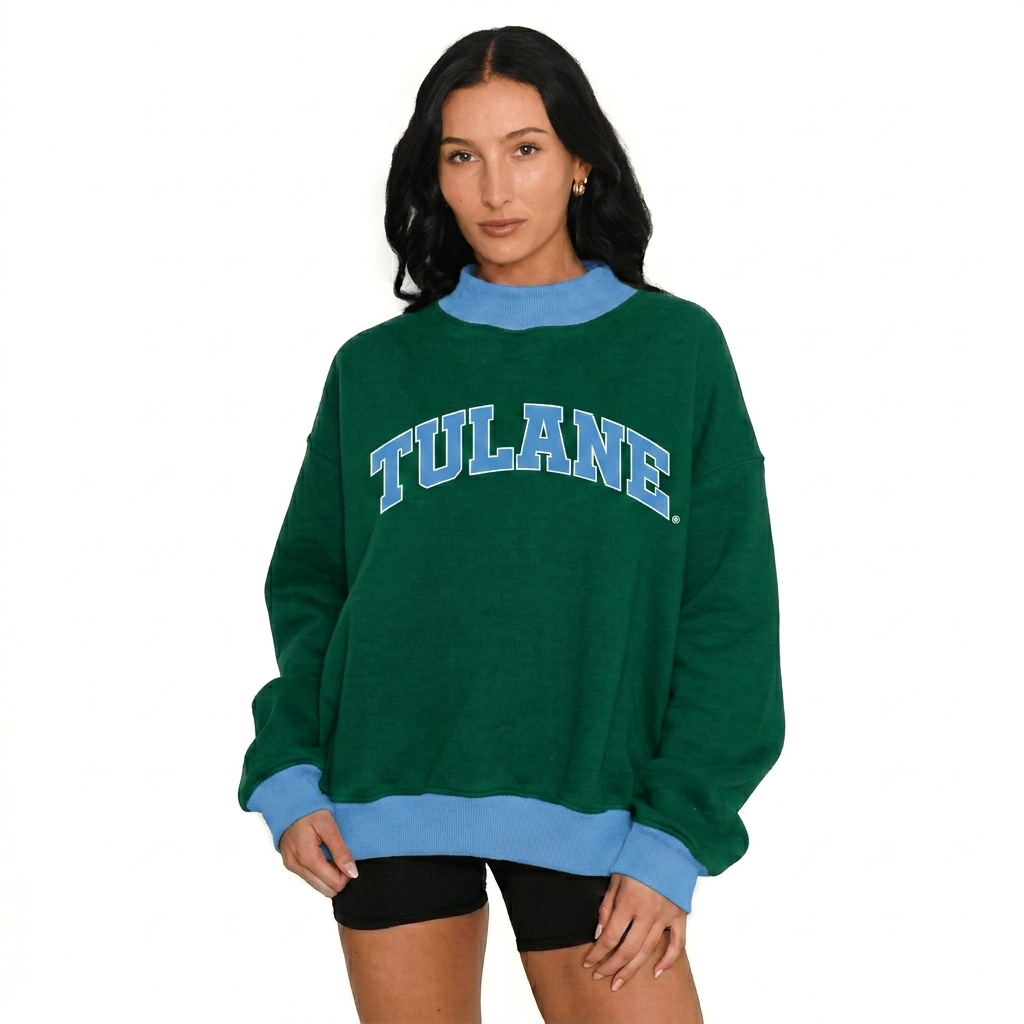 Tulane Two Tone Mock Neck Sweatshirt