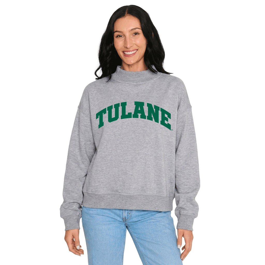 Tulane Gray Mock Neck Sweatshirt