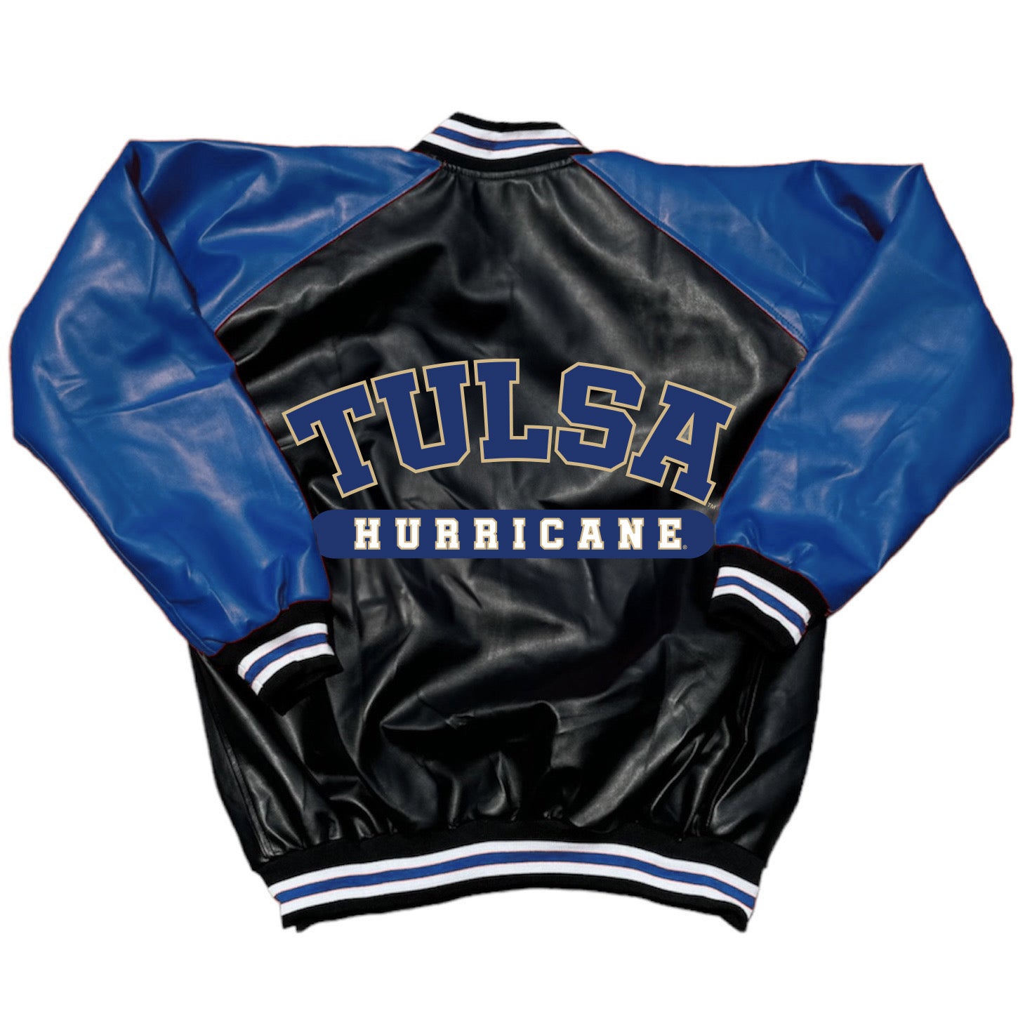 希少 Vintage Blue leather Jacket スタジャン Tulsa Varsity Letterman Jacket – lojobands