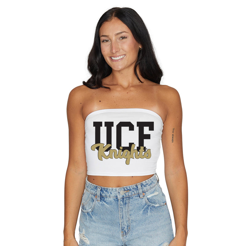 University of Central Florida White Fitted Tube Top