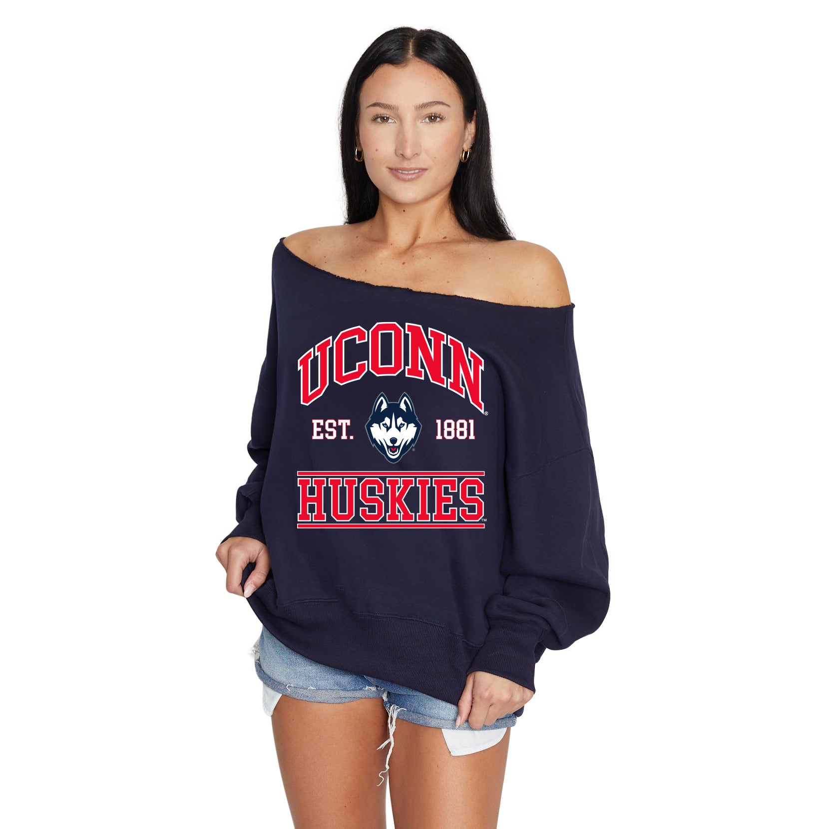 UConn Off the Shoulder Sweatshirt