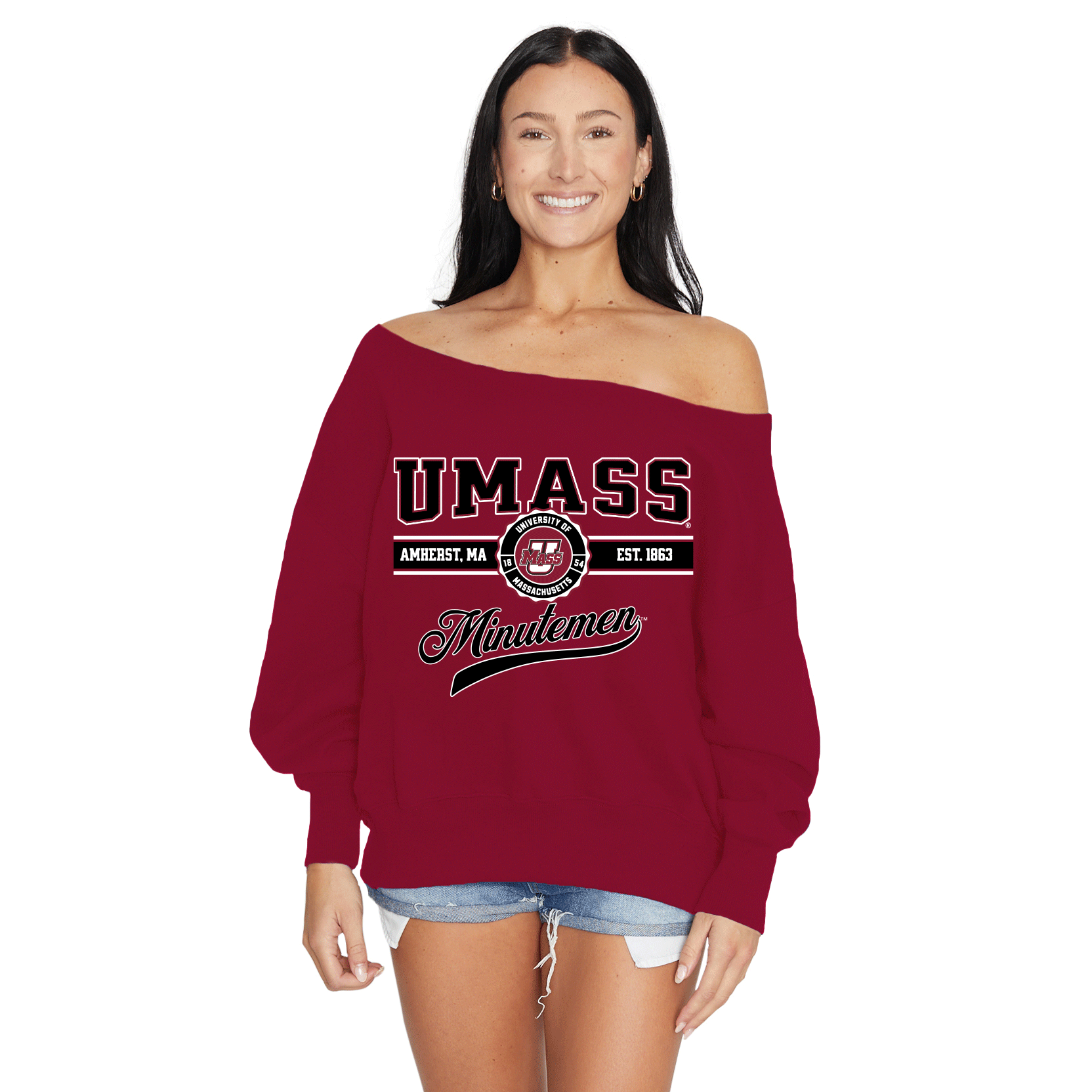 UMass Off the Shoulder Sweatshirt