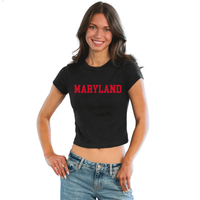 Maryland Terps Black Embroidered Baby Tee