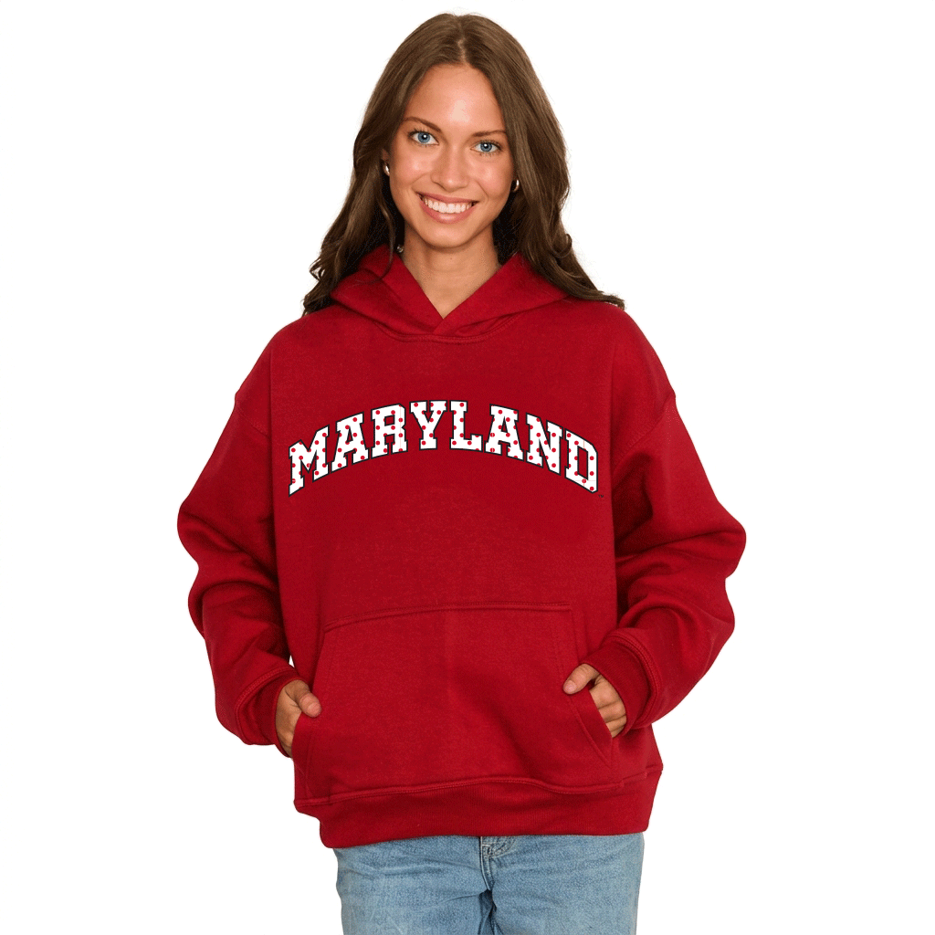 Maryland Terps Red Polka Dot Hoodie
