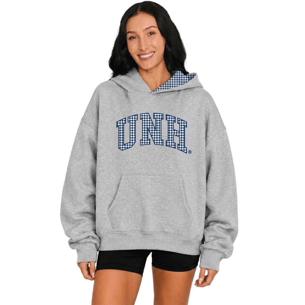 New Hampshire Gray Gingham Hoodie