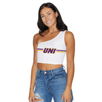 Northern Iowa Panthers Striped White One Shoulder Top